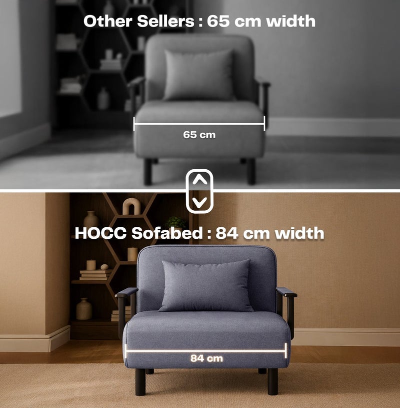 HOCC 5 in 1 Foldable Sofa Bed - Convertible Chair Cough Recliner Lounge Bed Grey - Image 2